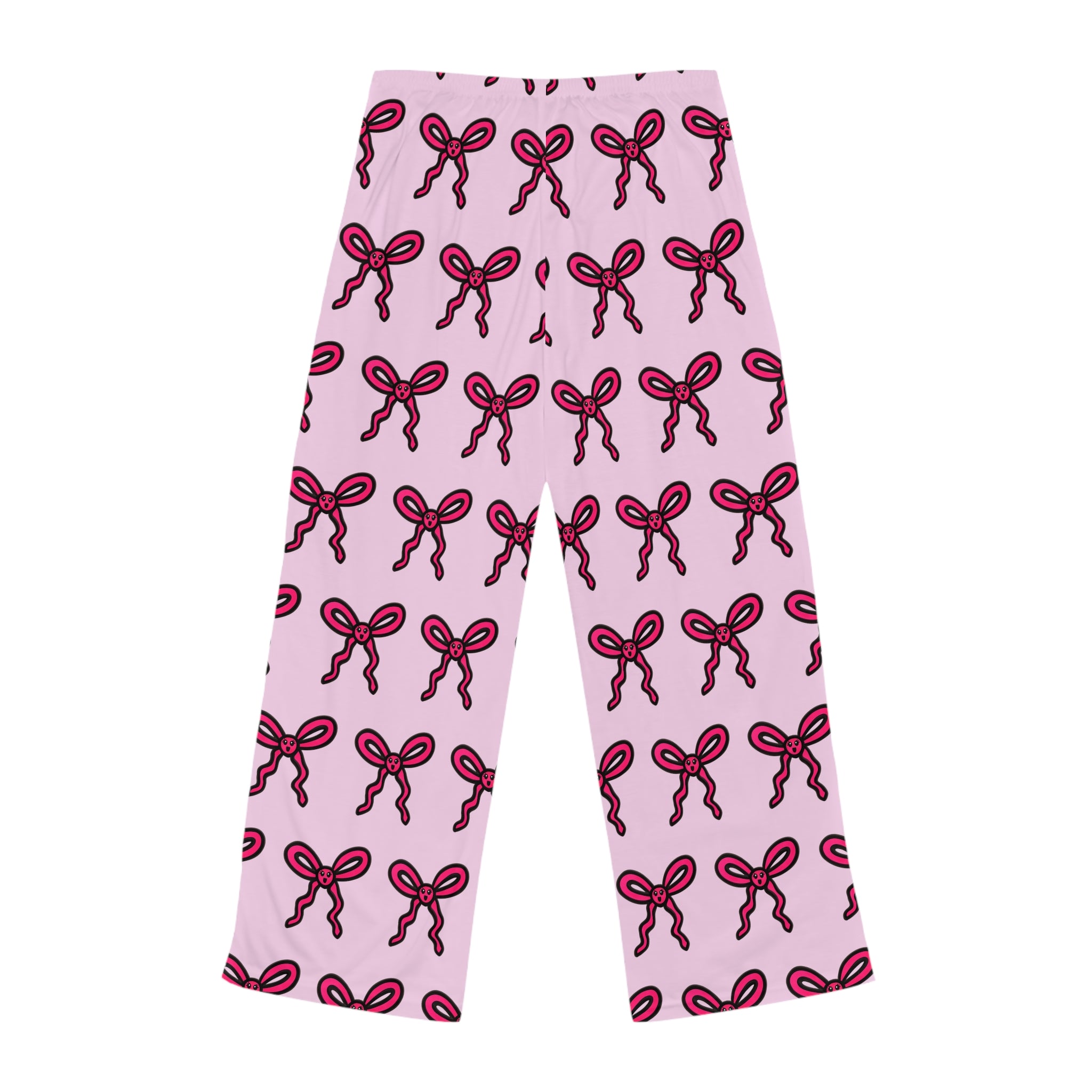 Hand-Drawn Pink Bow Pattern Pajama Pants | All-Over-Print Lounge Pants
