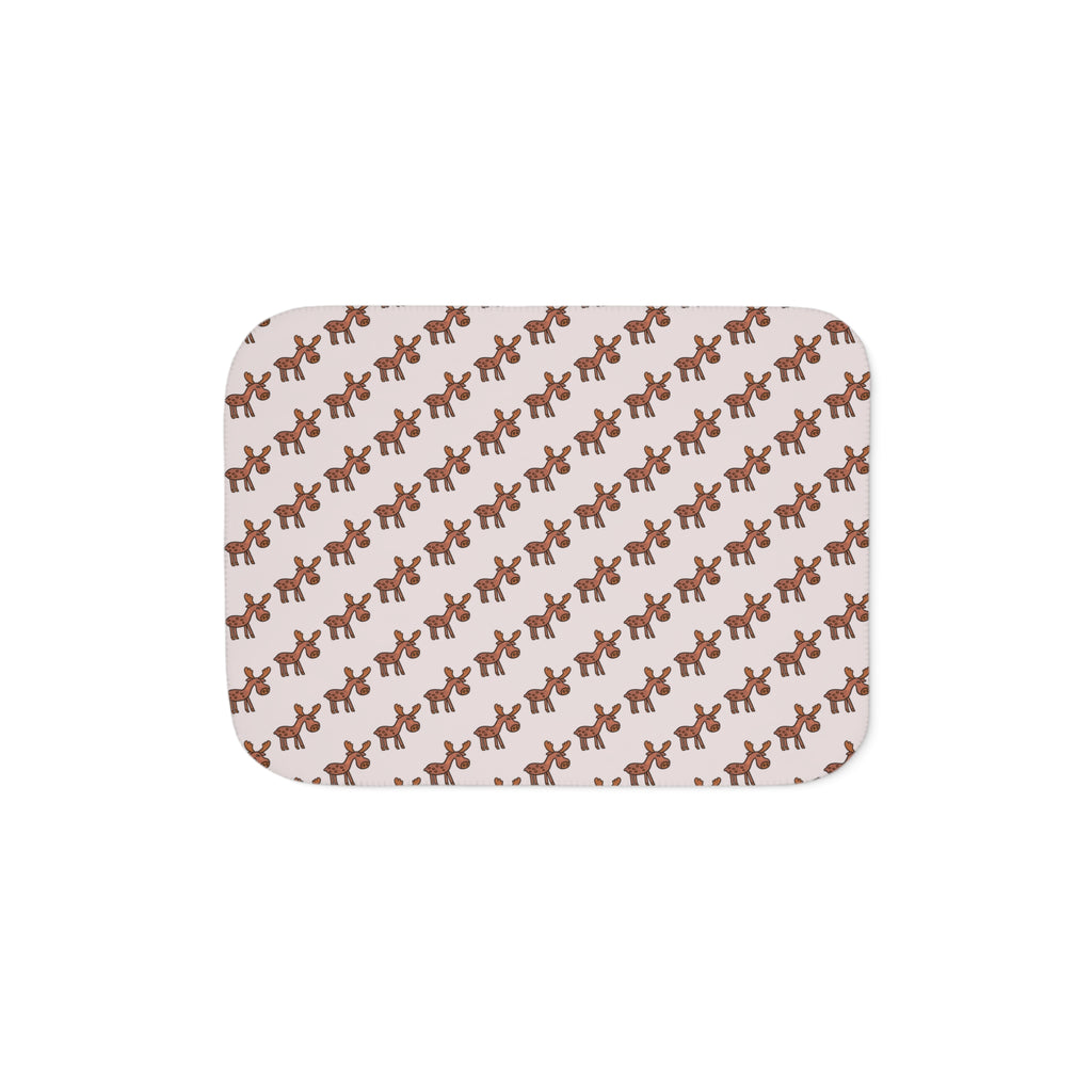 Hand-Drawn Brown Moose Pattern Sherpa Blanket | Repeating Woodland Creature Print