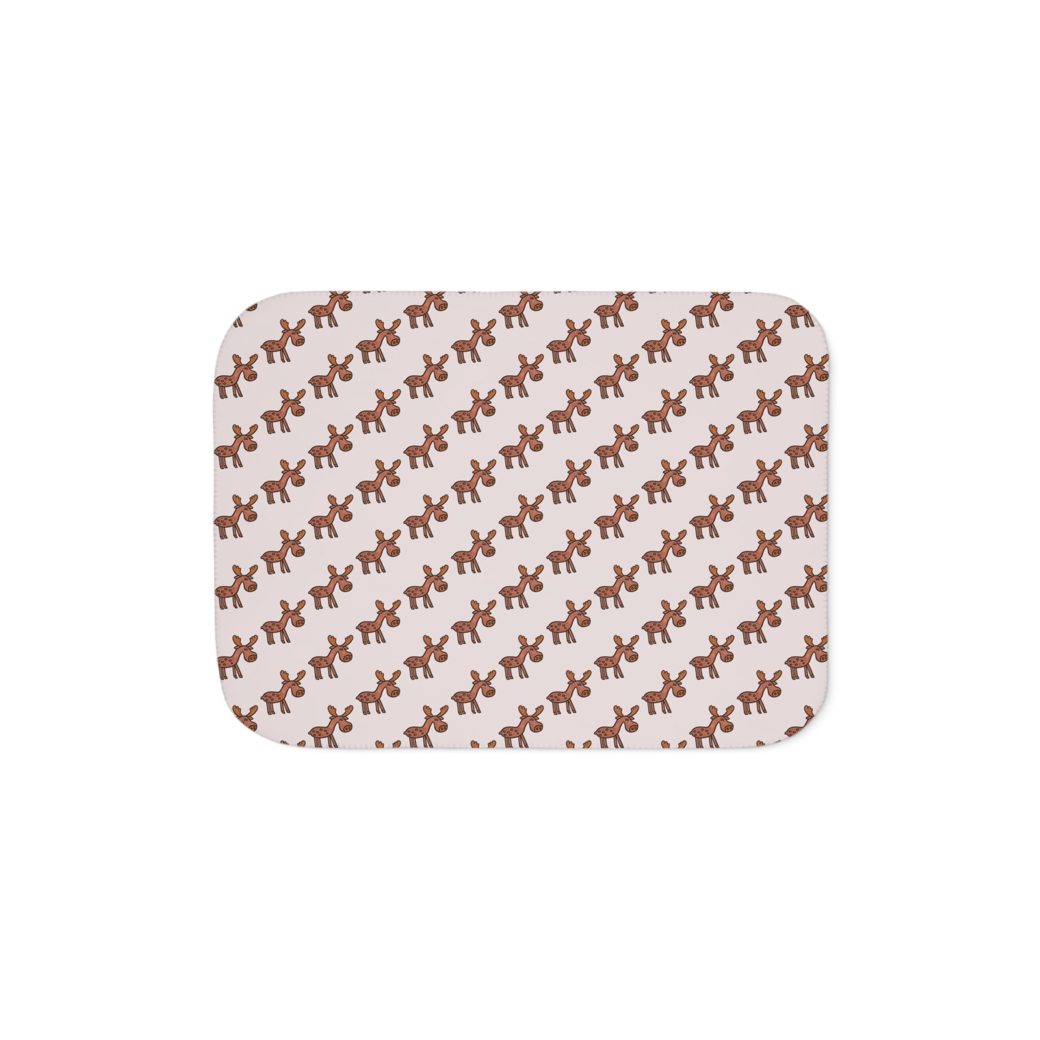 Hand-Drawn Brown Moose Pattern Sherpa Blanket | Repeating Woodland Creature Print