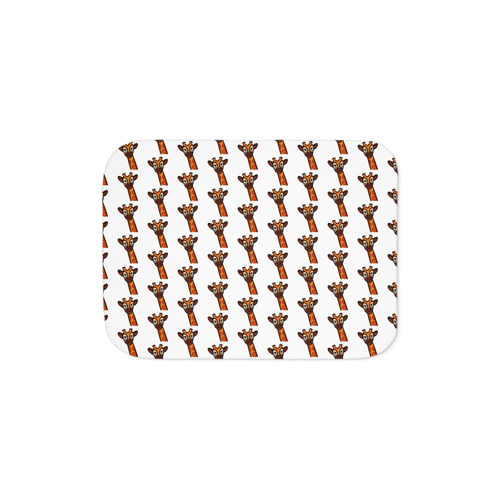 Hand-Drawn Cute Giraffe Pattern Sherpa Blanket | Repeating Animal Print Cozy Throw