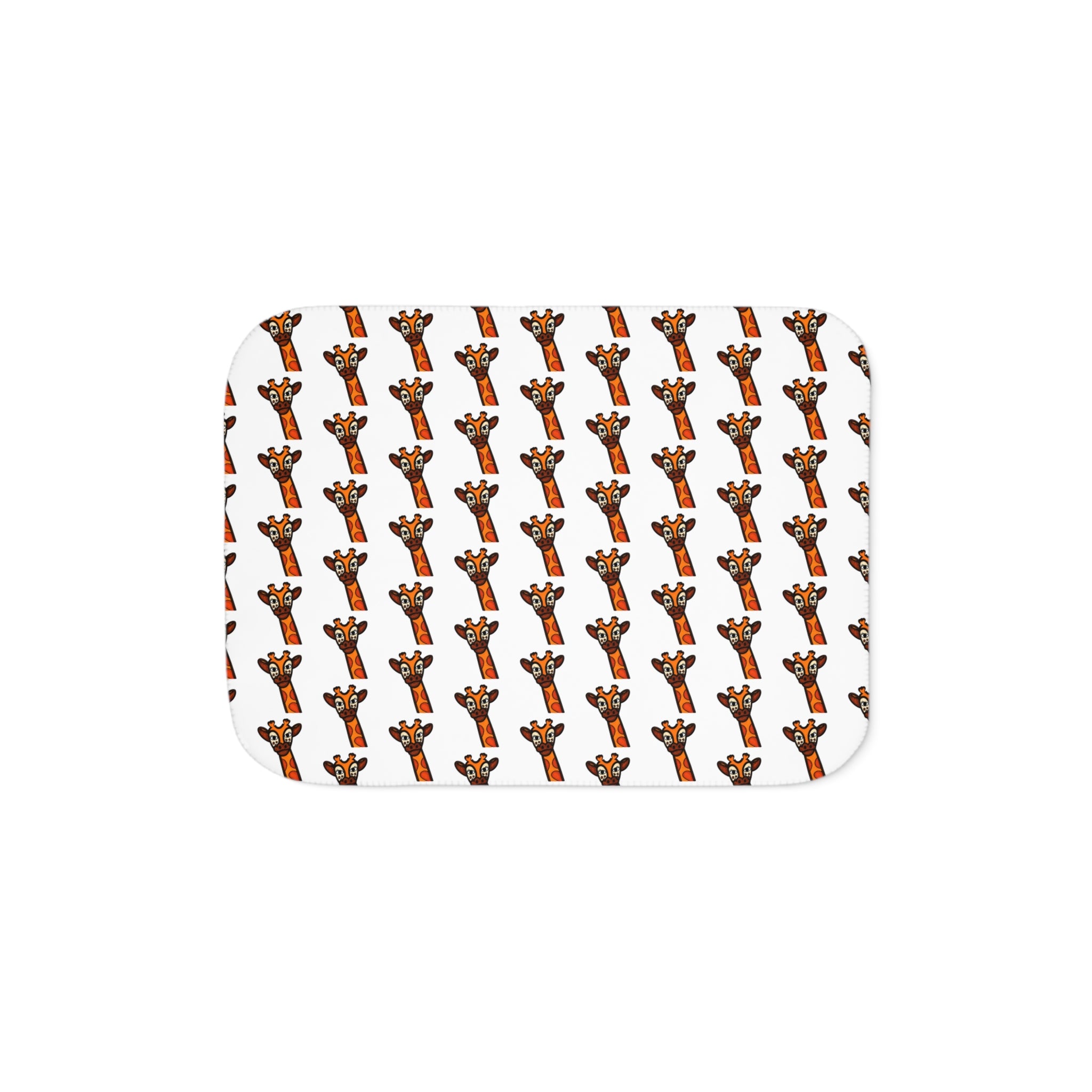 Hand-Drawn Cute Giraffe Pattern Sherpa Blanket | Repeating Animal Print Cozy Throw