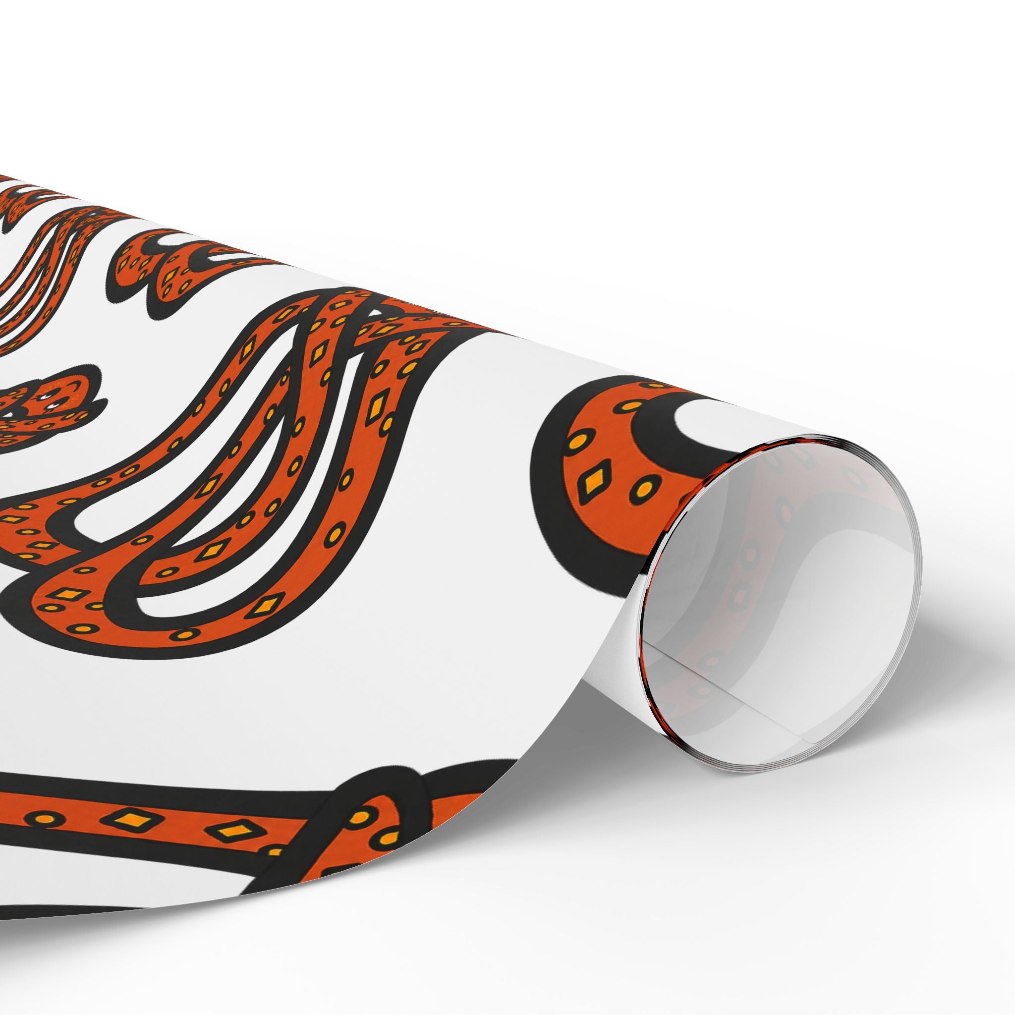 Hand-Drawn Orange Pretzel Pattern Wrapping Paper | Food Pattern Gift Wrap