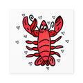 Hand-Drawn Cute Red Lobster Illustration Square Sticker | Indoor Outdoor