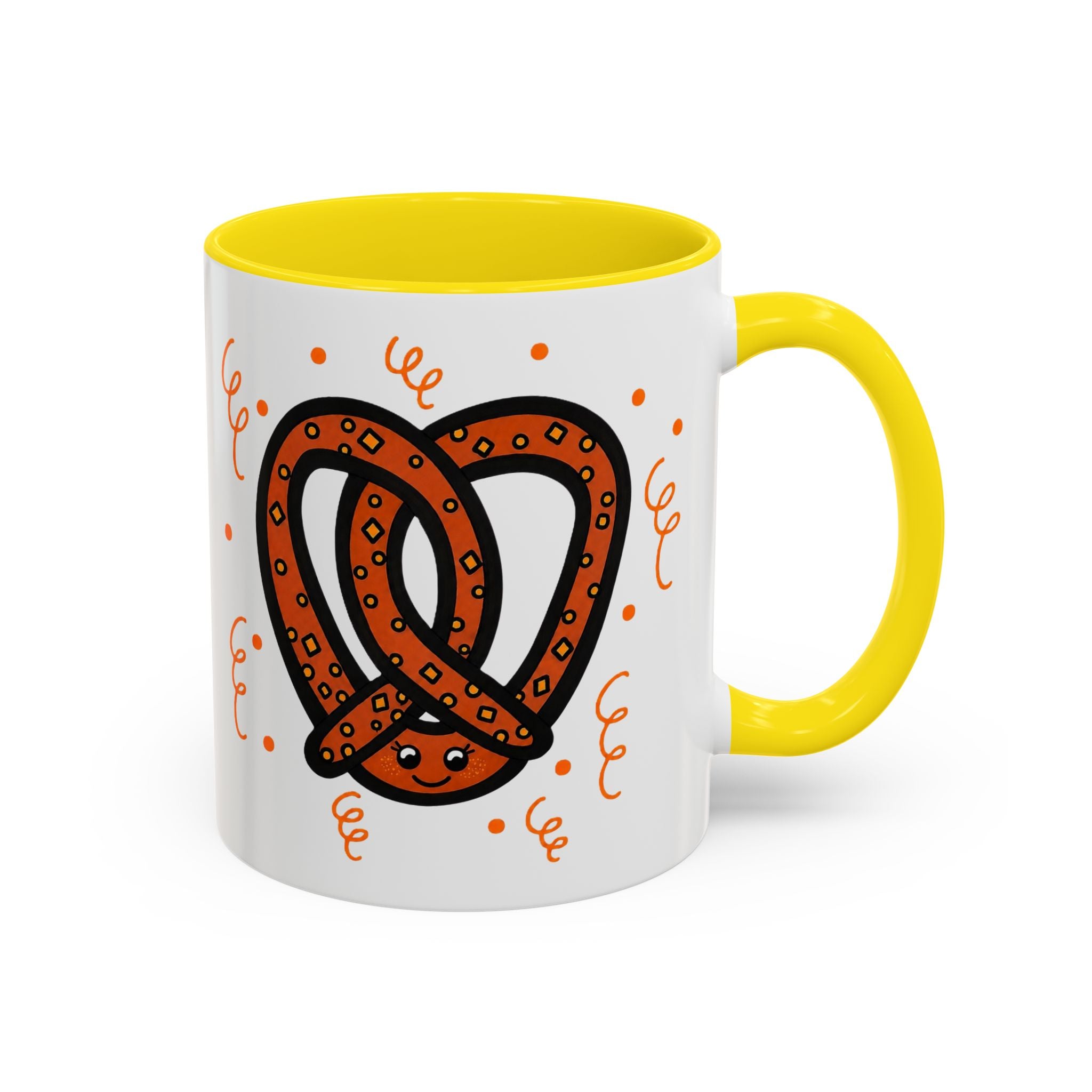 Hand-Drawn Orange Pattern Pretzel mug | Accent Coffee Mug 11oz 15oz