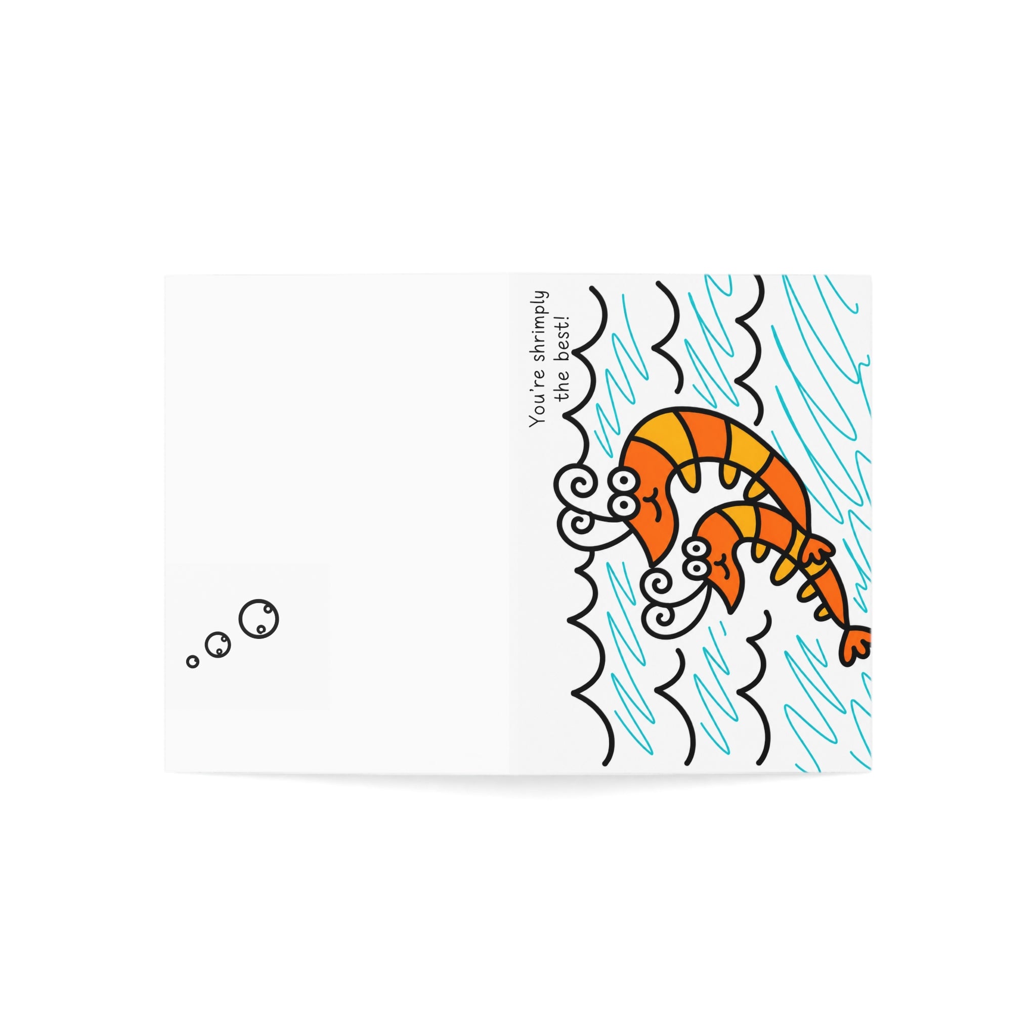 Cute Shrimp Greeting Card, Hand Drawn Coastal Card, Whimsical Ocean Card, Funny Sea Life Card for Friend
