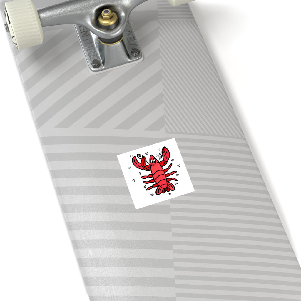 Hand-Drawn Cute Red Lobster Illustration Square Sticker | Indoor Outdoor