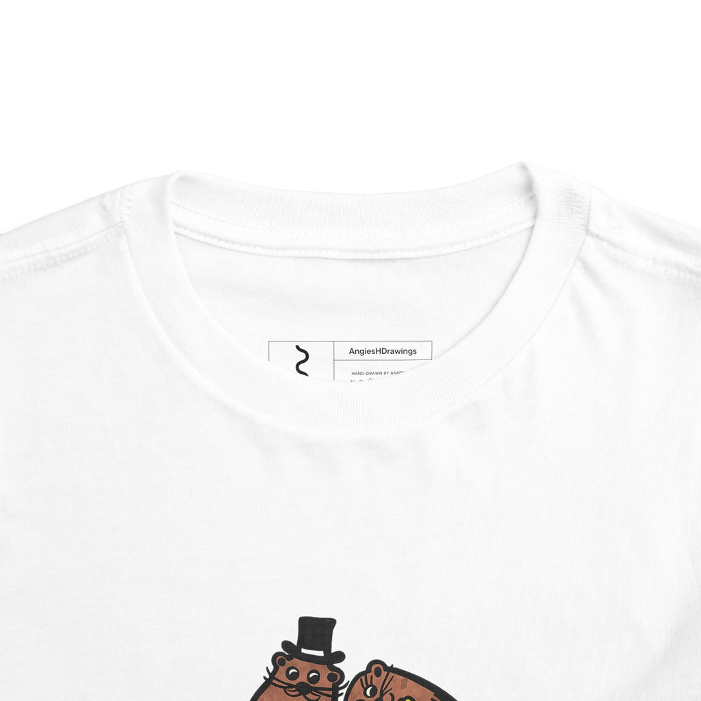 Hand-Drawn Otter Pair Illustration Toddler Tee | Cute Woodland Animal Shirt