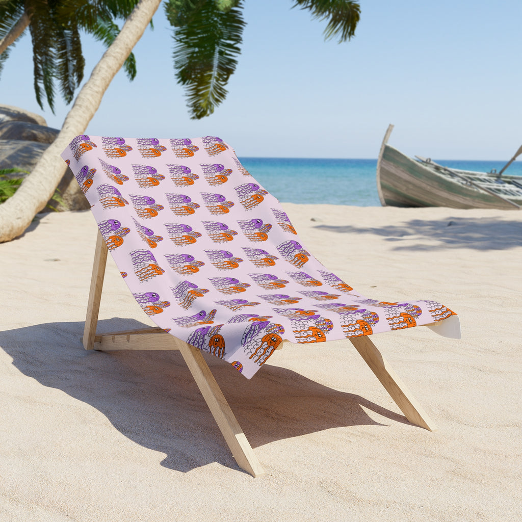 Hand-Drawn Colorful Jellyfish Pattern Beach Towel | Nautical Sea Creature Print