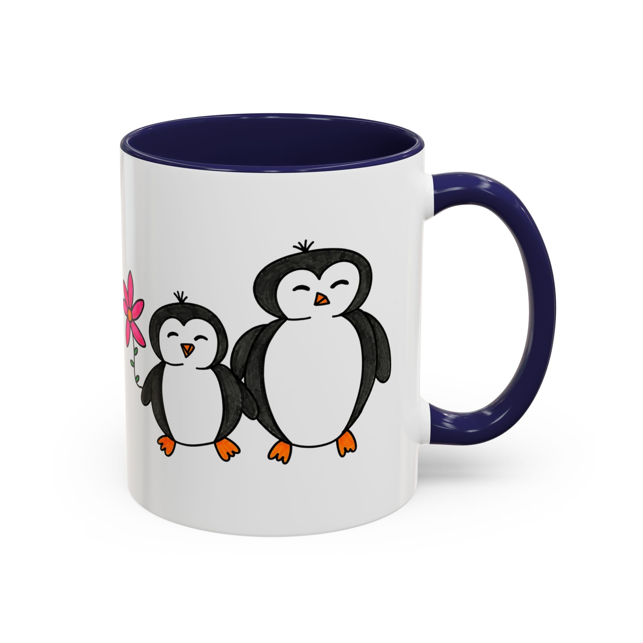 Hand-Drawn Cute Penguin Family Mug | Accent Coffee Mug