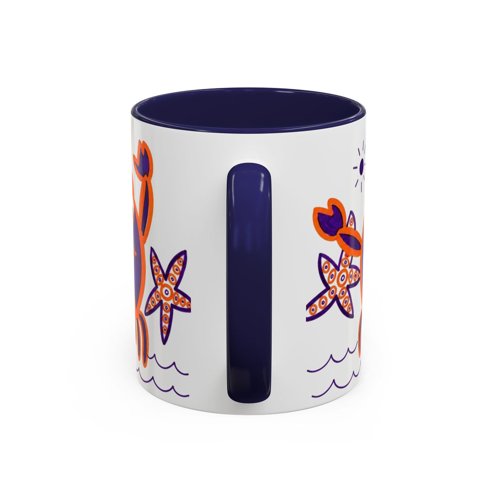 Hand-Drawn Playful Purple Orange Crab mug | Accent Coffee Mug