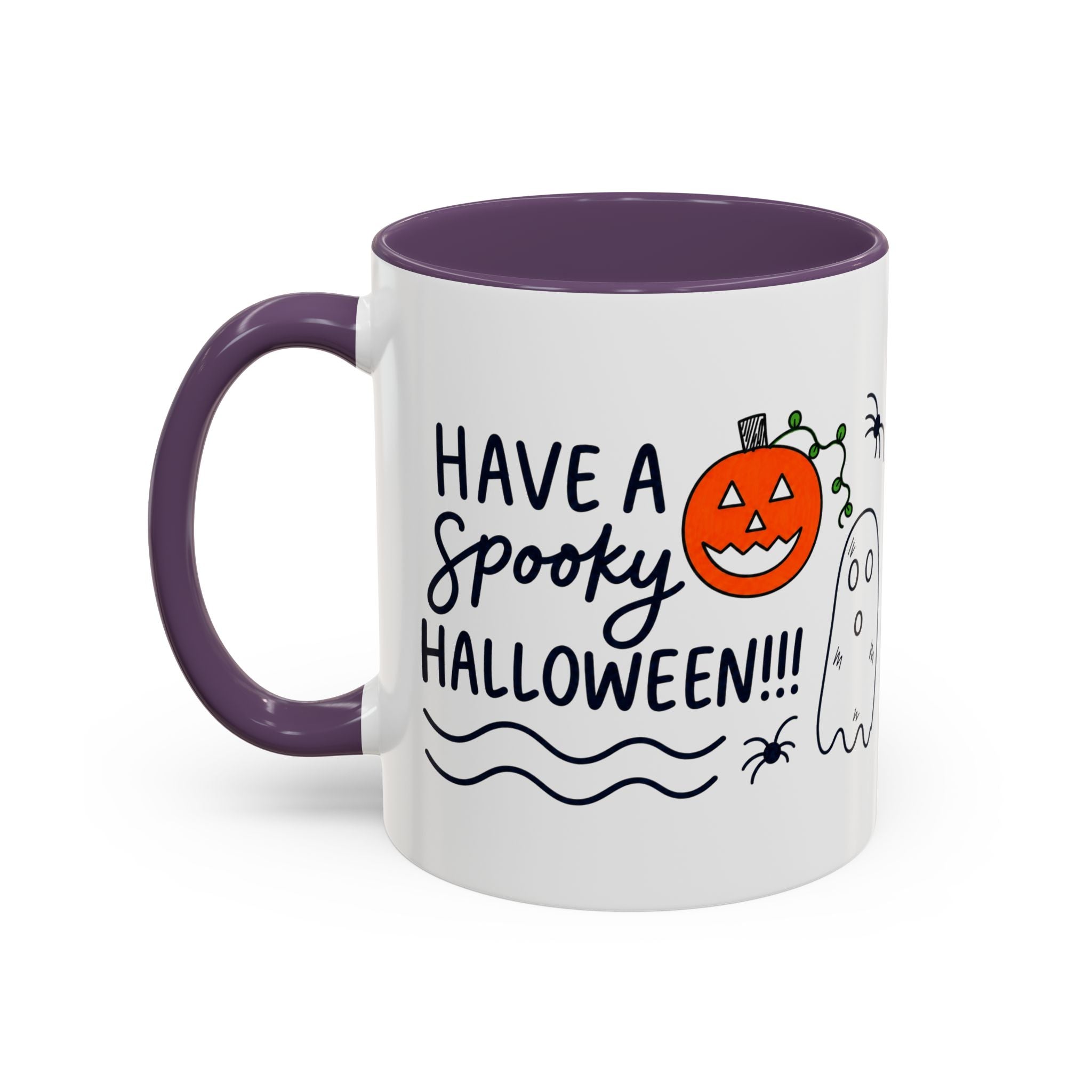 Hand-Drawn Spooky Halloween spiders ghost pumpkin Mug | Accent Coffee Mug 11oz 15oz