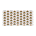 Hand-Drawn Retro Rainbow Pattern Beach Towel | Cute Clouds, Colorful Arches
