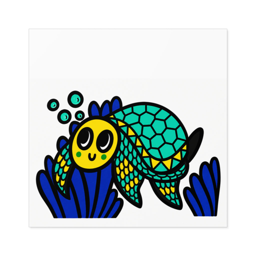 Cute Sea Turtle Sticker, Hand Drawn Ocean Vinyl Sticker, Whimsical Coastal Turtle Decal, Cute Marine Life Sticker