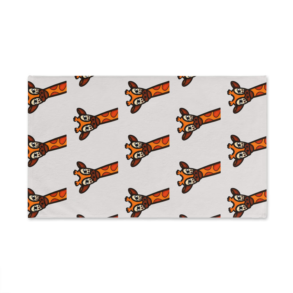 Hand-Drawn Cute Giraffe Hand Towel, Whimsical Safari Bathroom Decor, Animal Kitchen Towel, Cozy Jungle Tea Towel Gift