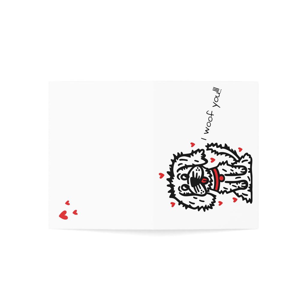 Hand-Drawn Woof You Puppy Illustration Greeting Cards | Dog Valentine Note
