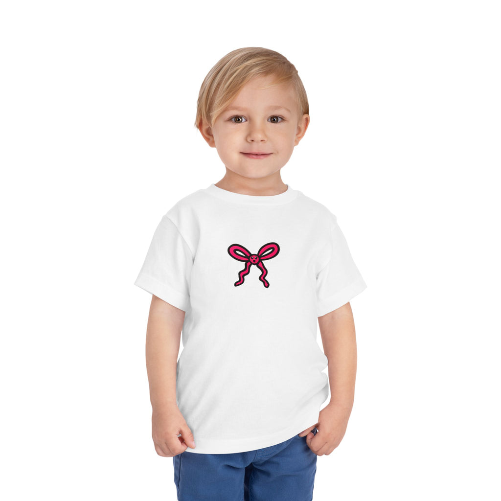 Hand-Drawn Pink Bow Toddler Tee | Cute Bow Graphic