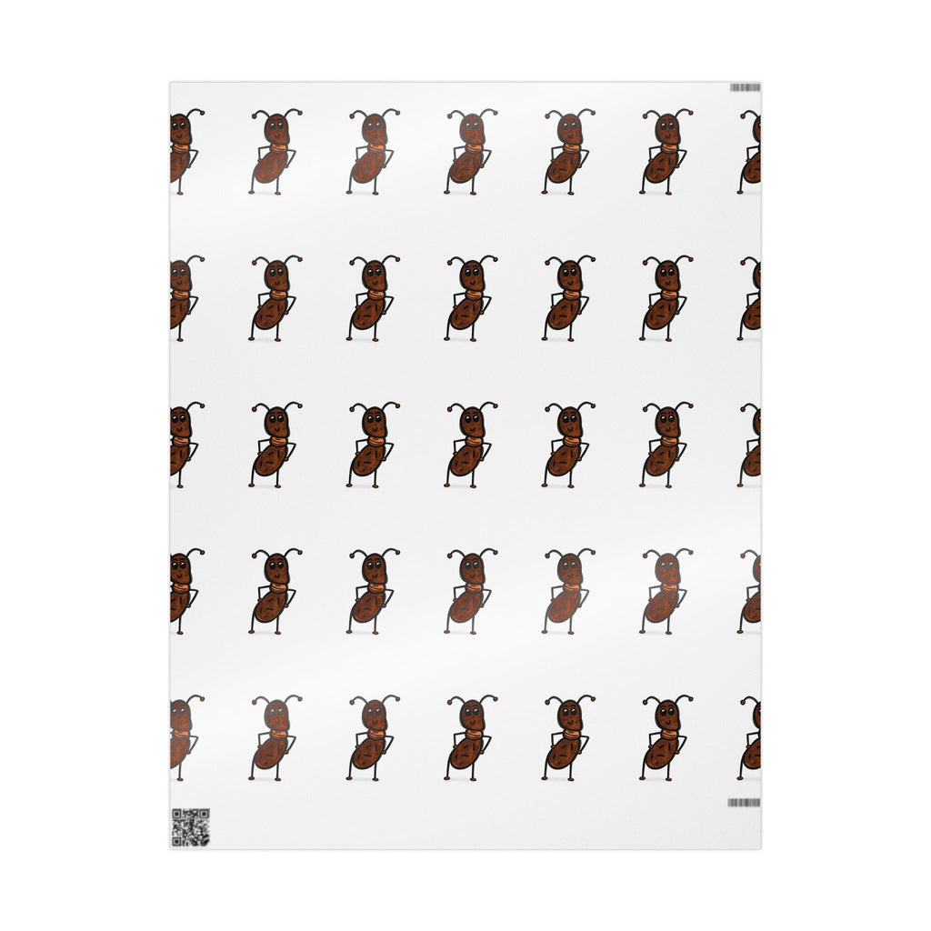 Hand-Drawn Dancing Ant Chestnut Wrapping Paper | Holiday Food Pattern
