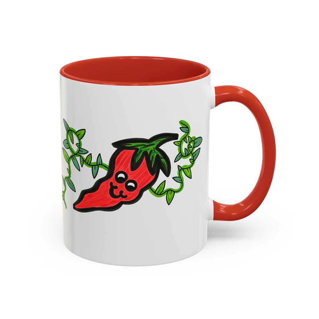 Hand-Drawn Cute Chili Pepper Vine Coffee Mug | Hot Veggie Accent Mug