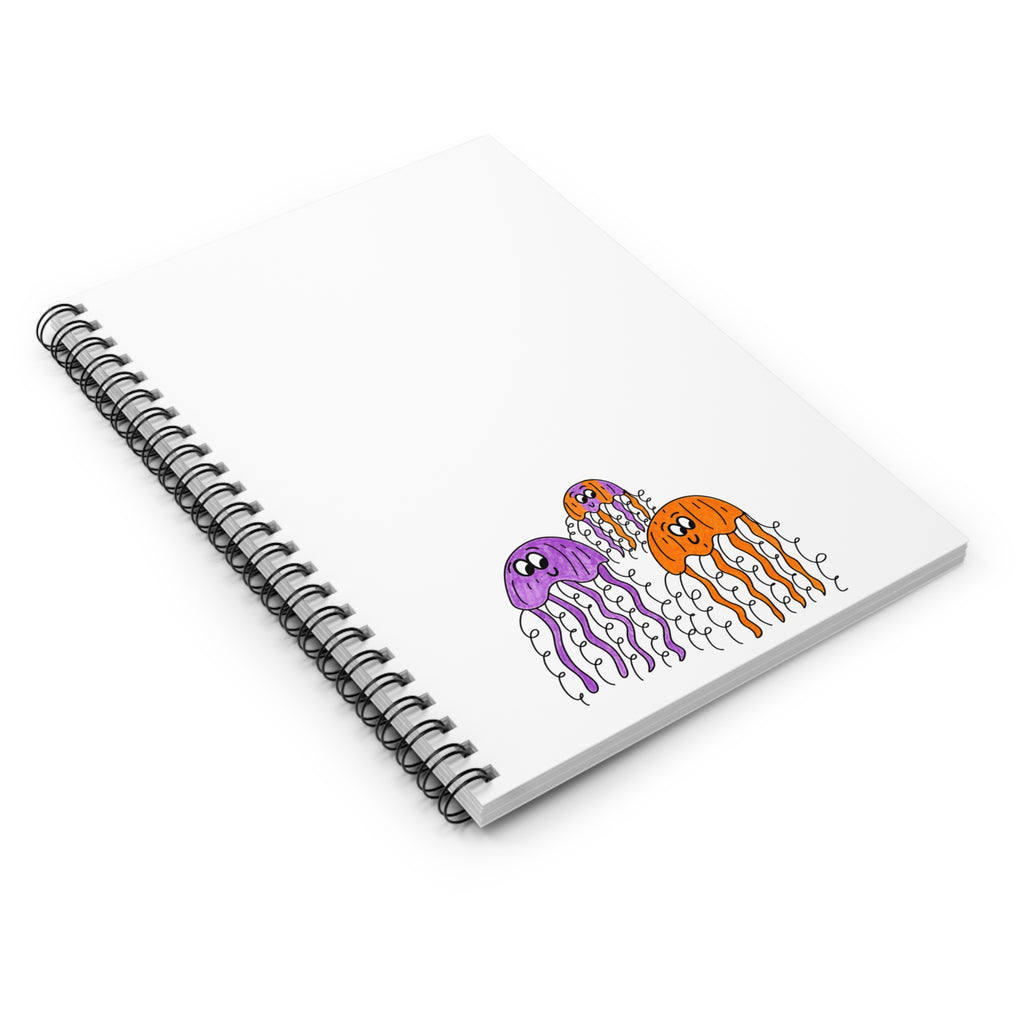 Hand-Drawn Cute Jellyfish Trio Spiral Notebook | Ruled Notebook
