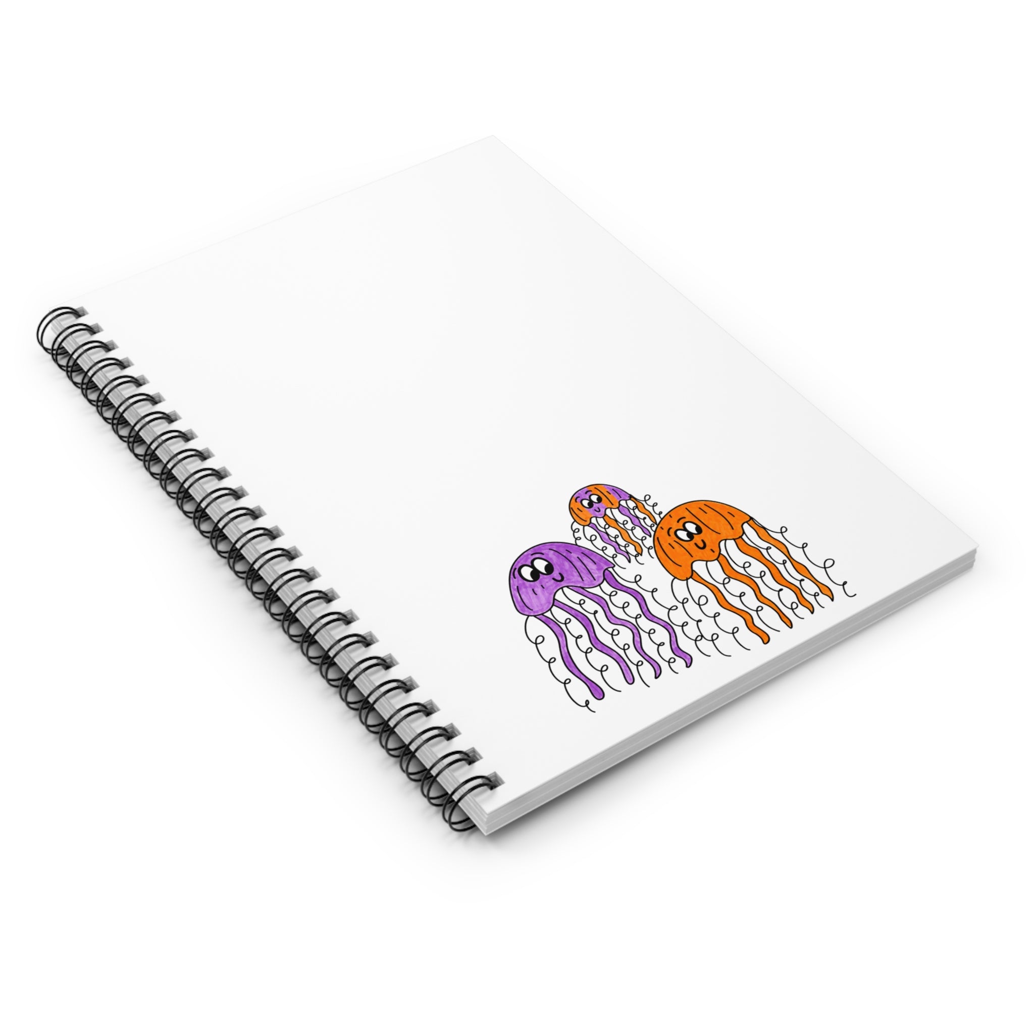 Hand-Drawn Cute Jellyfish Trio Spiral Notebook | Ruled Notebook