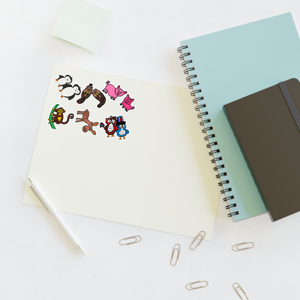 Hand-Drawn Cartoon Animal Characters Sticker Sheet | Sticker Sheets