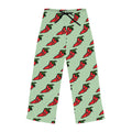 Hand-Drawn Cute Chili Pepper Pattern Pajama Pants | green, red veggie all-over print