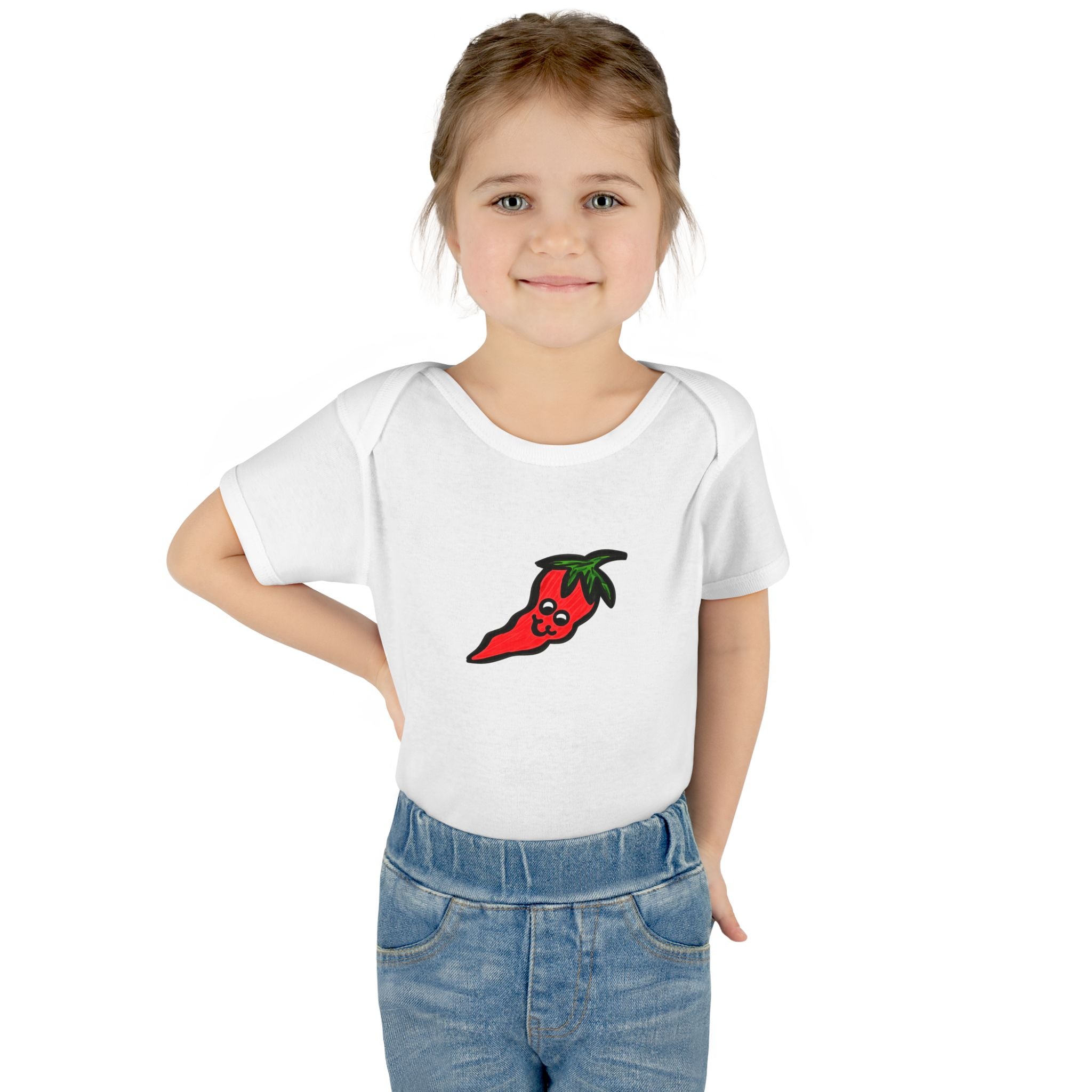 Hand-Drawn Cute Chili Pepper Illustration Infant Bodysuit | Baby Hot Pepper Graphic