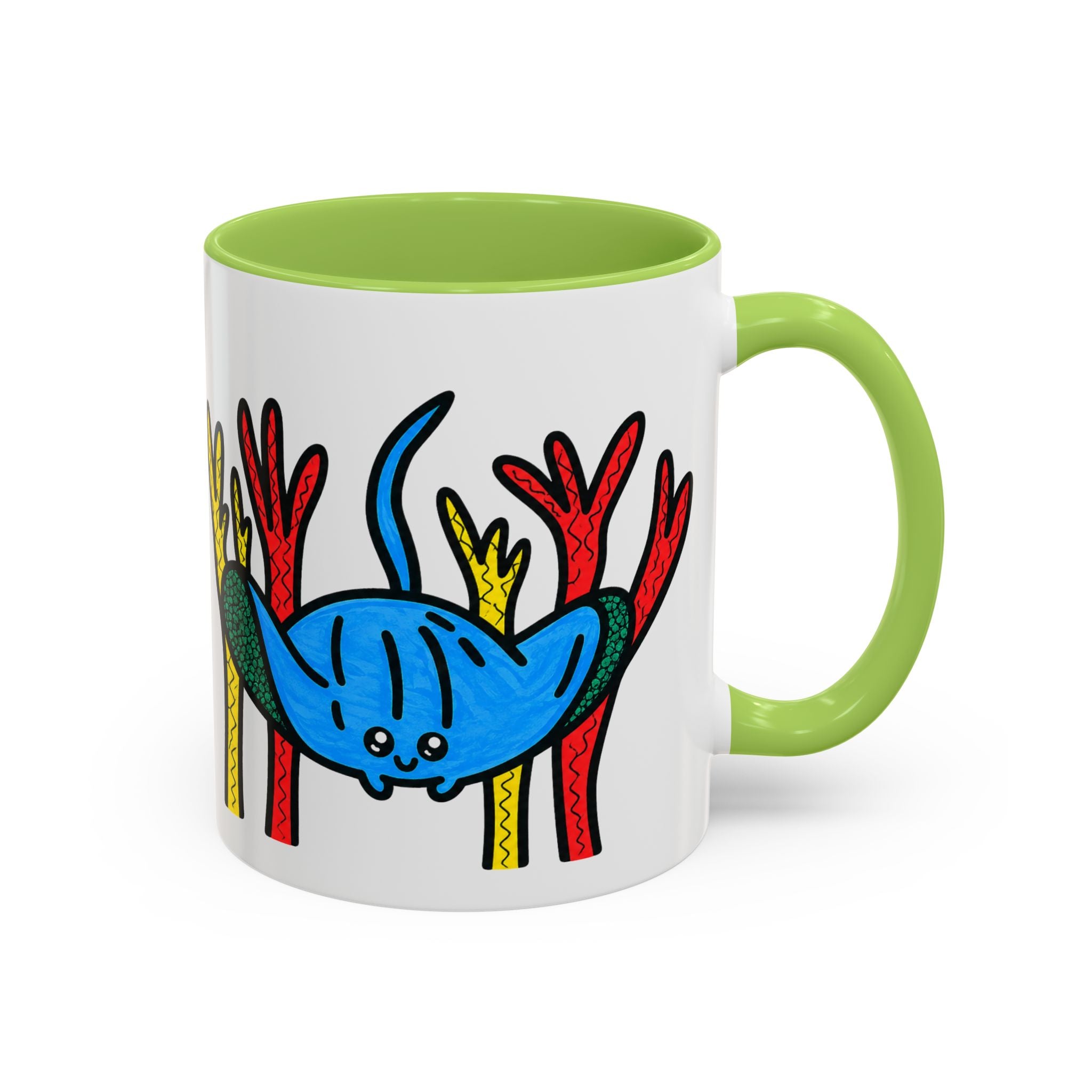 Hand-Drawn Blue Stingray Illustration Mug | Accent Coffee Mug (11, 15oz)
