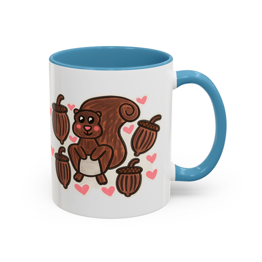 Hand-Drawn Cute Squirrel with Acorns Mug | Accent Coffee Mug