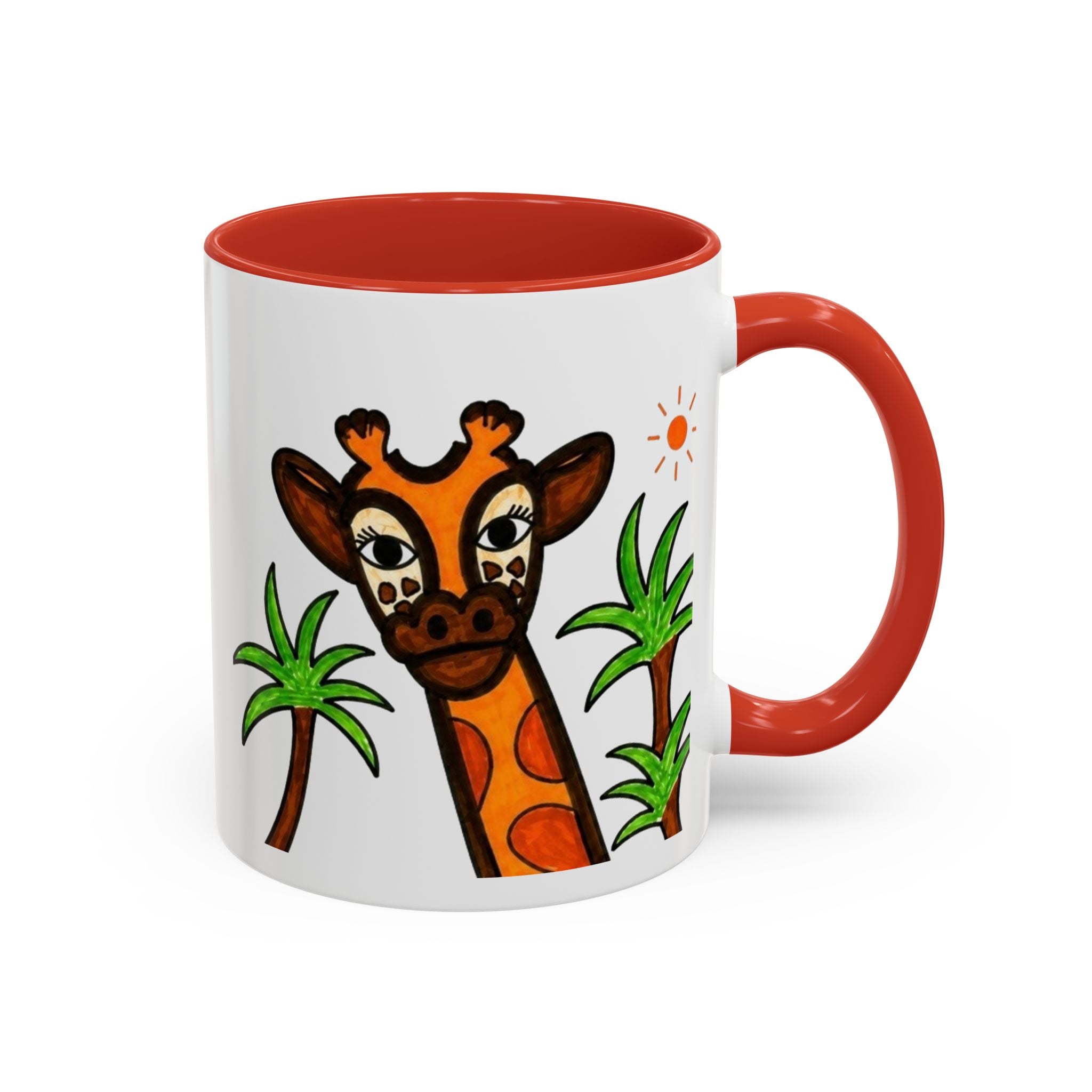 Hand-Drawn Peeking Giraffe Safari Mug | Accent Coffee Mug 11oz 15oz