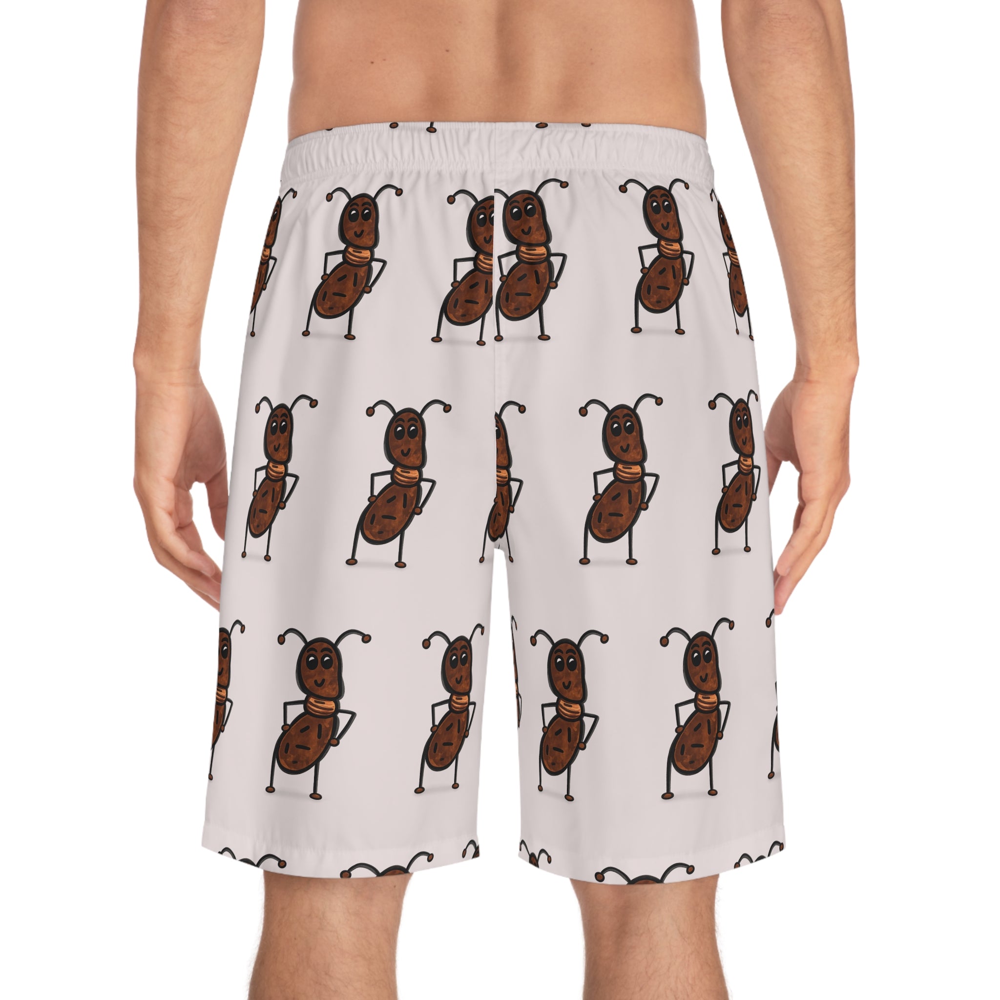 Hand-Drawn Dancing Ant Pattern Board Shorts | All-Over Print