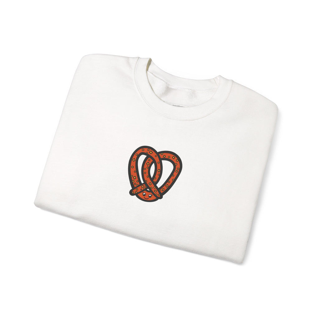 Hand-Drawn Pretzel Heart Crewneck | Snack Food Illustration, Bakery Lover Sweatshirt