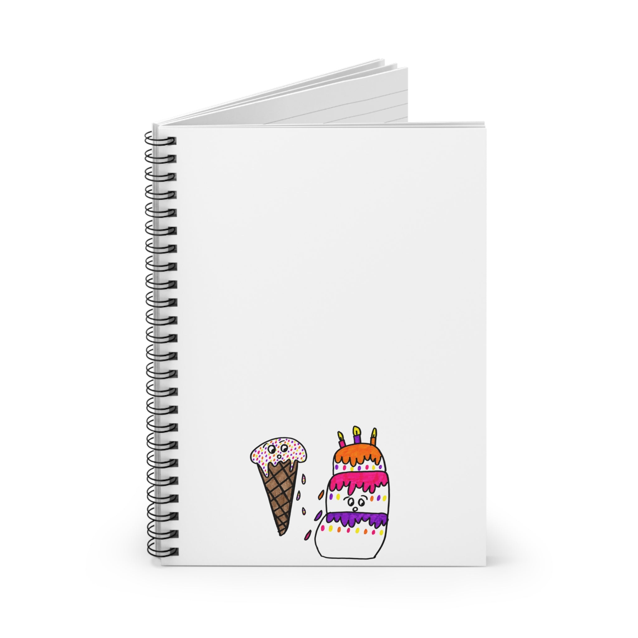 Hand-Drawn Ice Cream Cone & Sundae Spiral Notebook | Ruled Journal