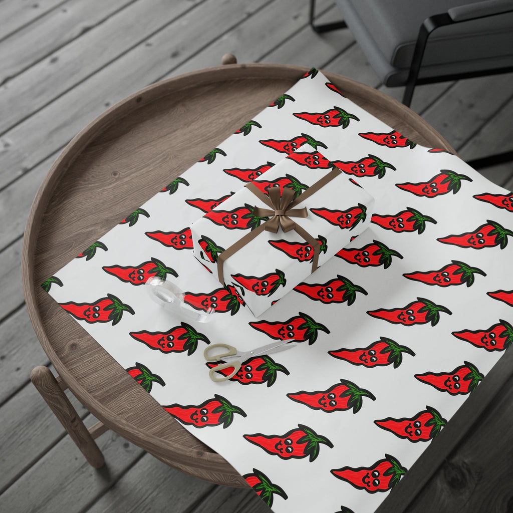 Hand-Drawn Smiling, Cute Chili Pepper Wrapping Paper | Whimsical Pepper Food Pattern