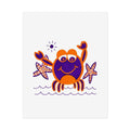 Hand-Drawn Happy Crab Illustration rolled poster | Beach Sea Starfish Wall Art
