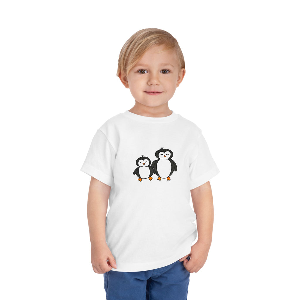 Hand-Drawn Penguin Family Toddler Tee | Cute Baby Penguins Kids Shirt