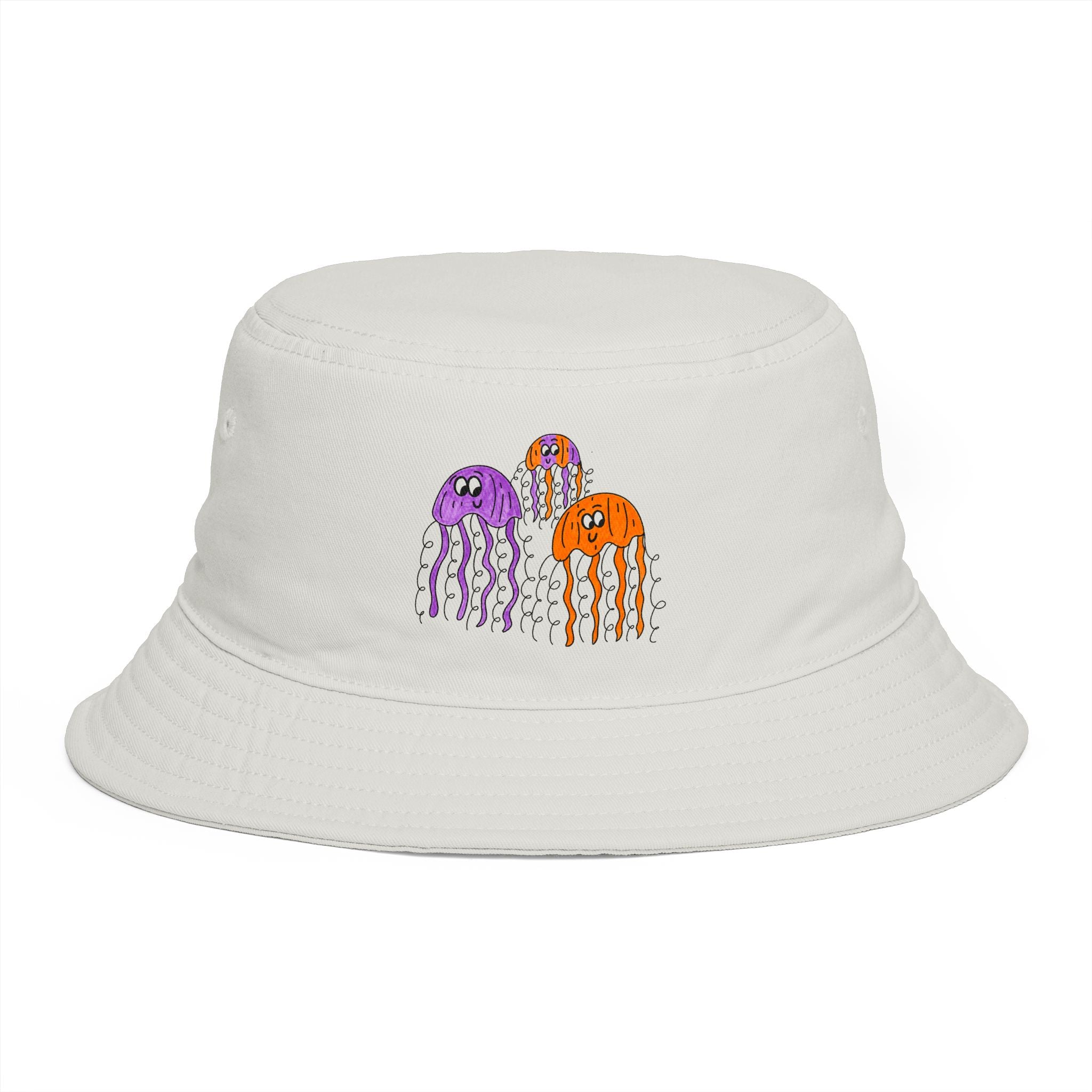 Hand-Drawn Cute Jellyfish Trio Bucket Hat | Ocean Sea Creature