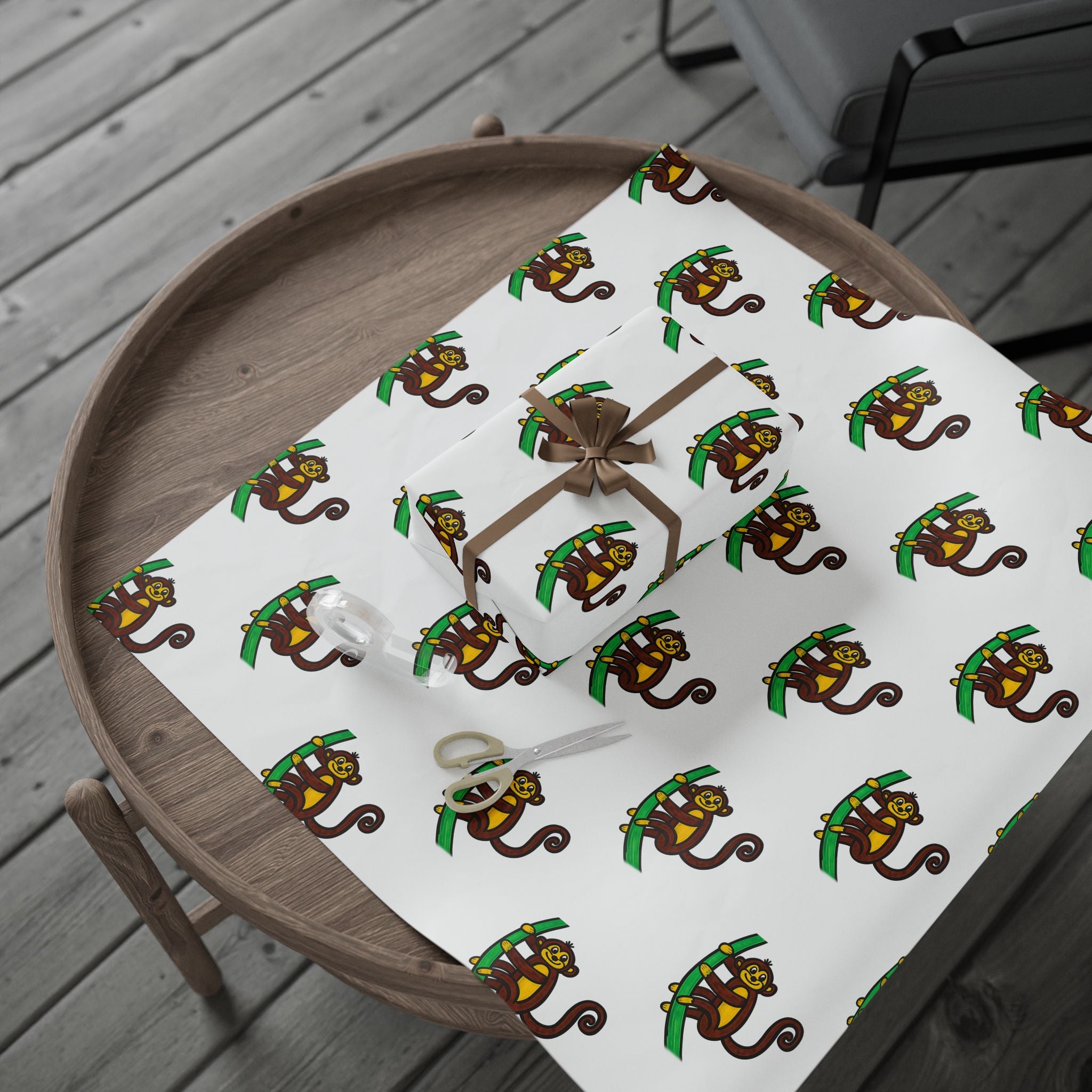 Hand-Drawn Playful Monkey Pattern Wrapping Paper | Animal Gift Wrap