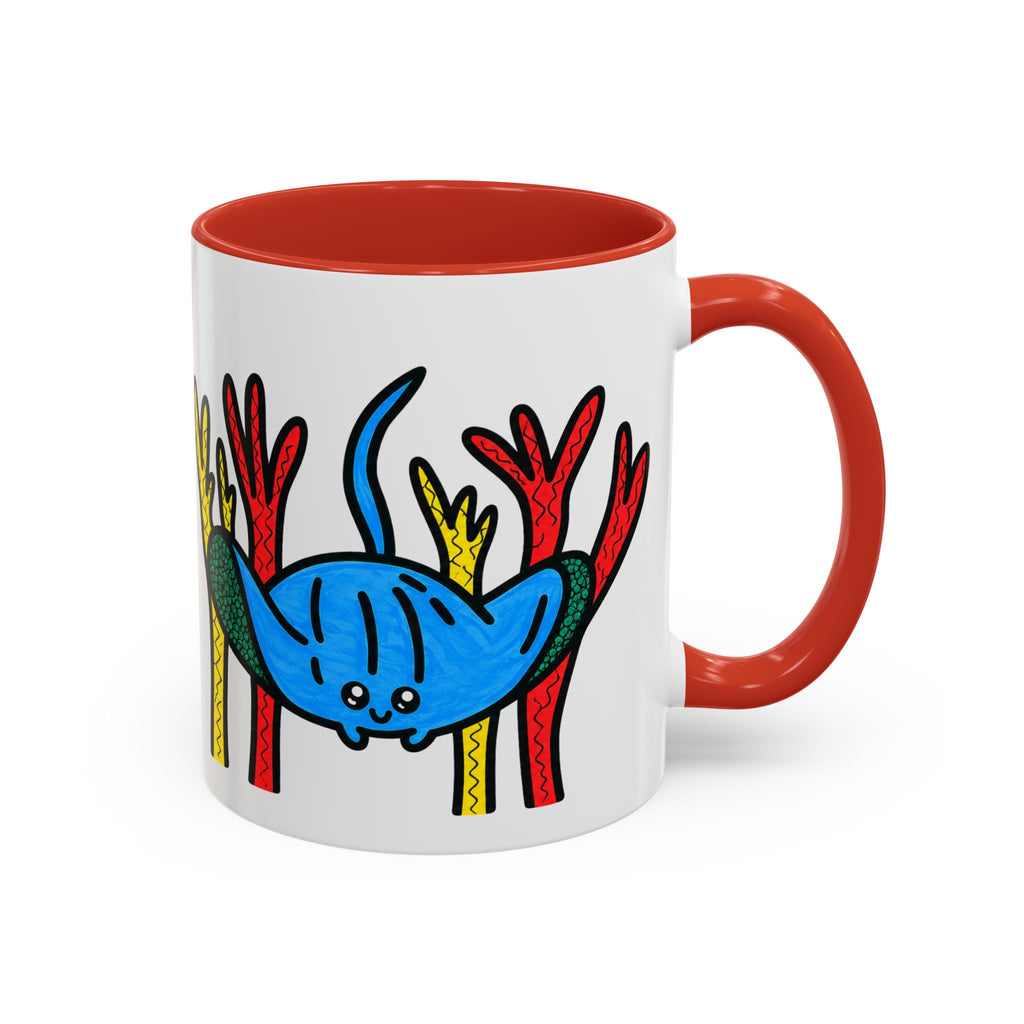 Hand-Drawn Blue Stingray Illustration Mug | Accent Coffee Mug (11, 15oz)