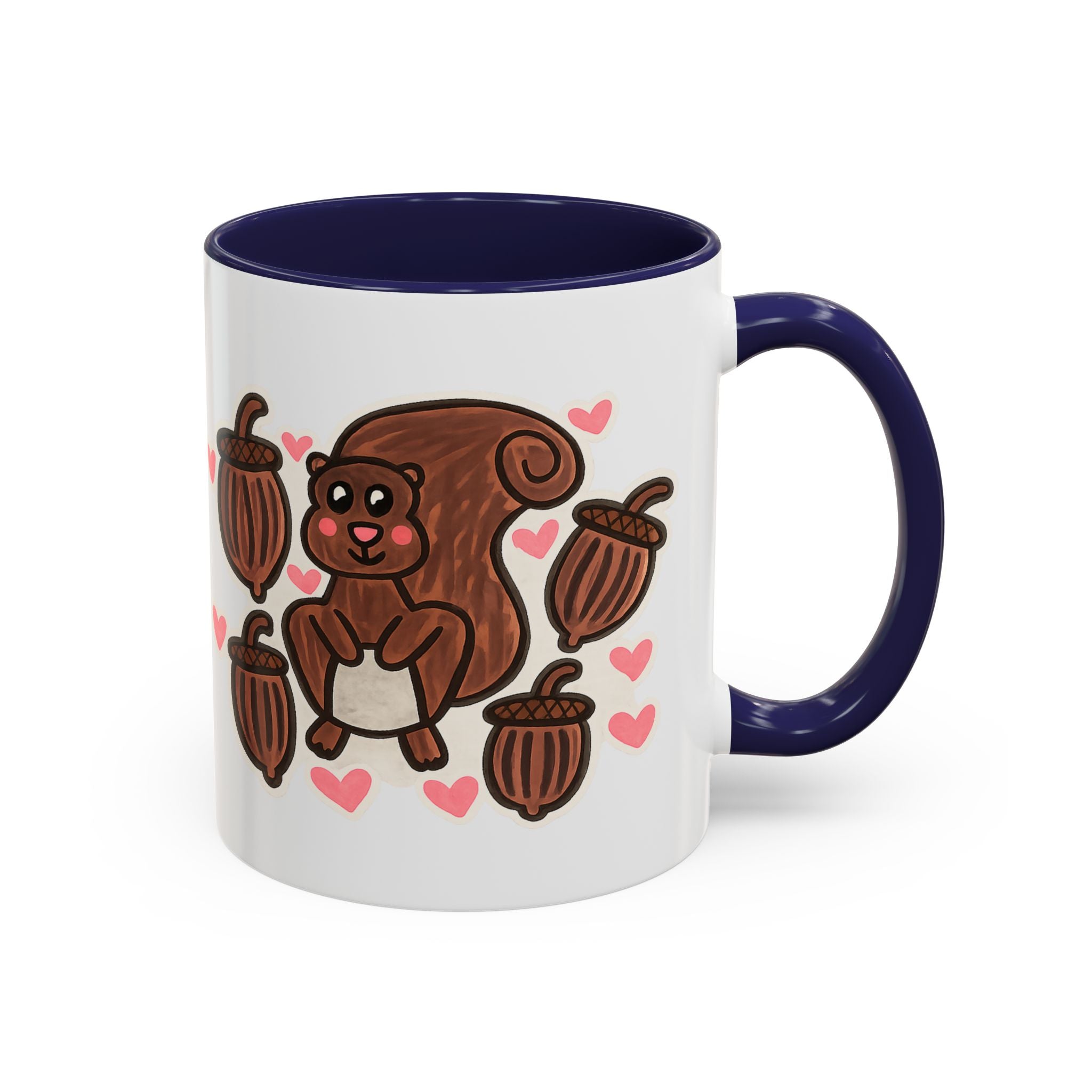 Hand-Drawn Cute Squirrel with Acorns Mug | Accent Coffee Mug