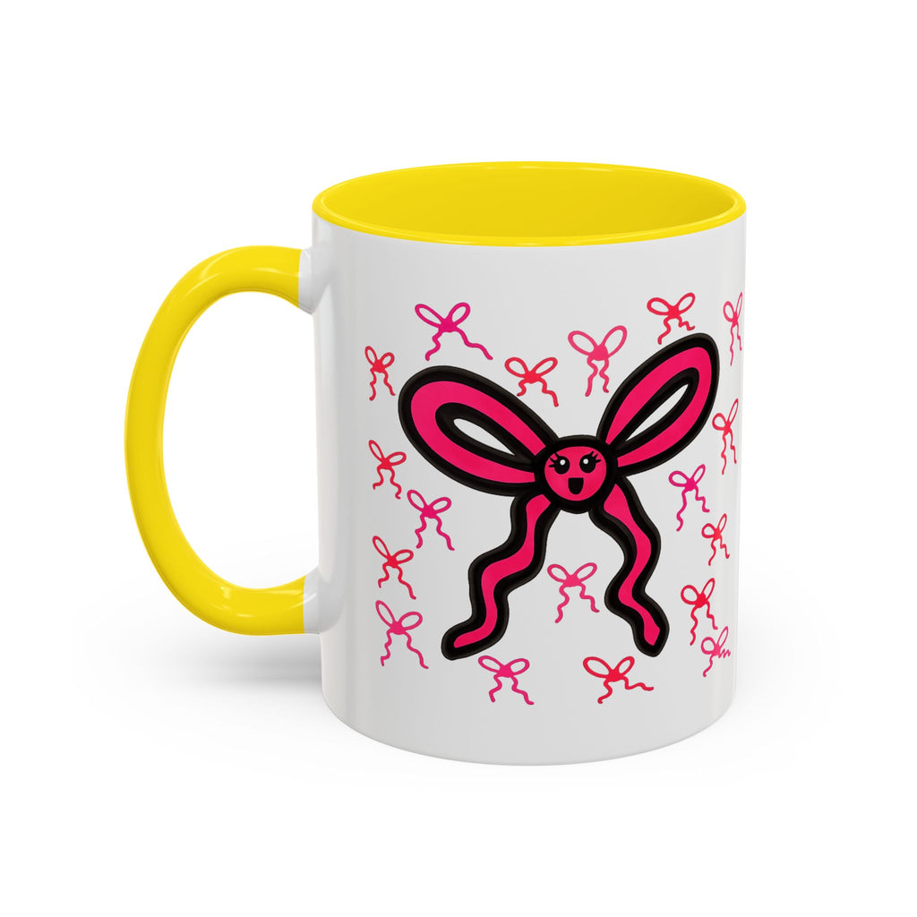 Hand-Drawn Pink Bow Bunny Mug | Accent Coffee Mug