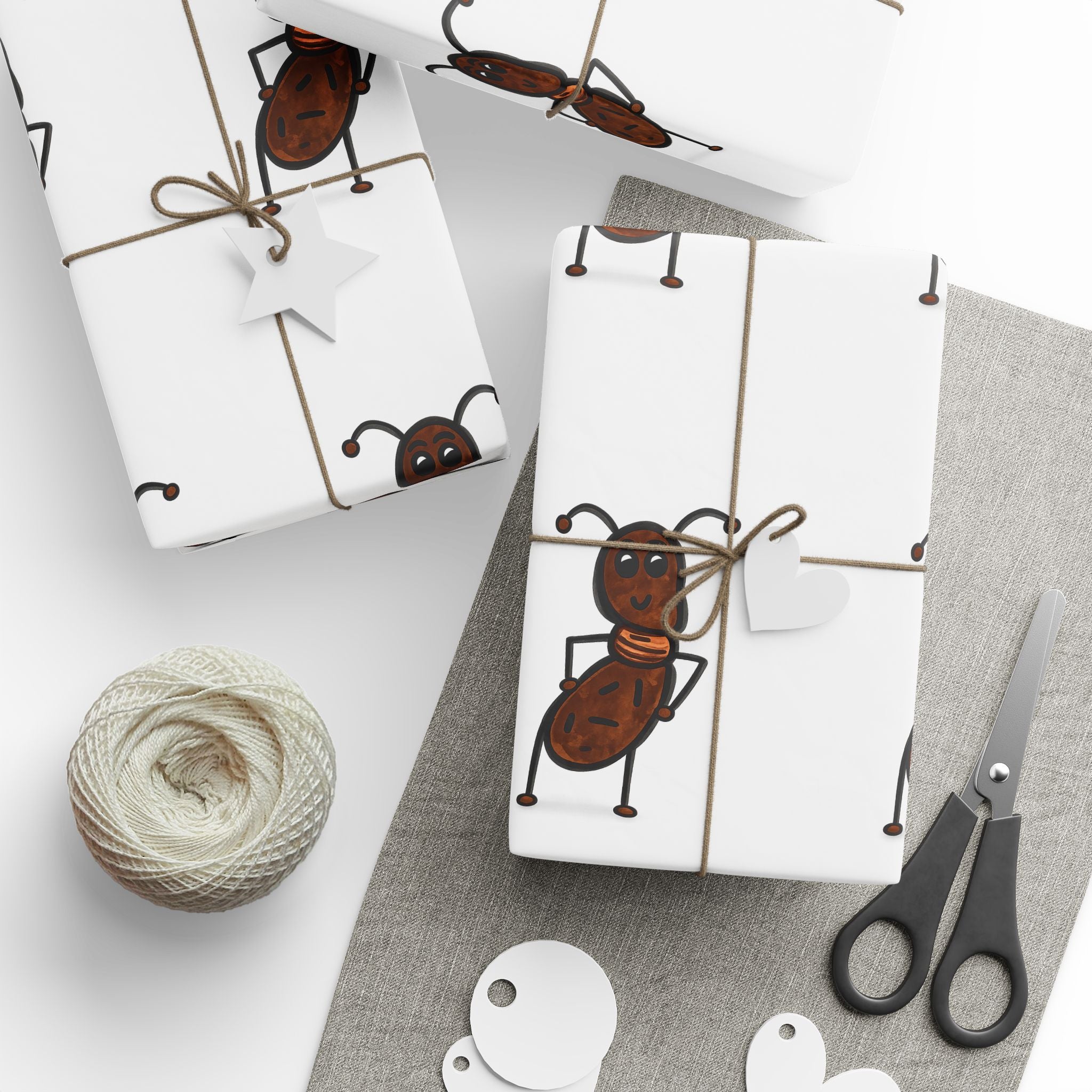 Hand-Drawn Dancing Ant Chestnut Wrapping Paper | Holiday Food Pattern