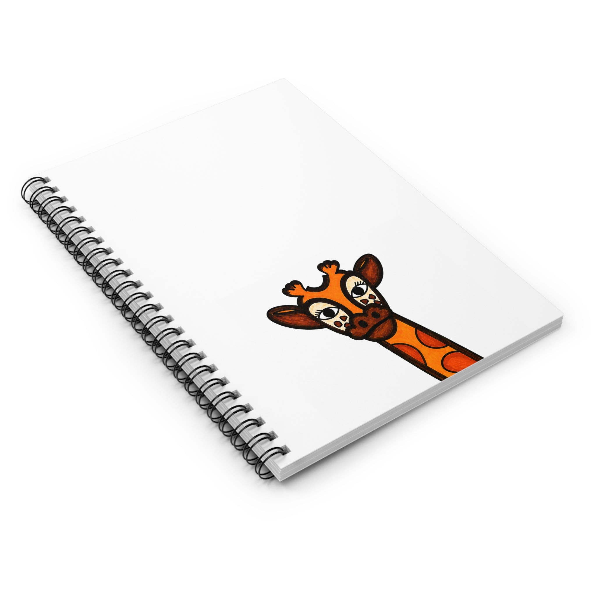 Hand-Drawn Peeking Giraffe Spiral Notebook | Ruled Line