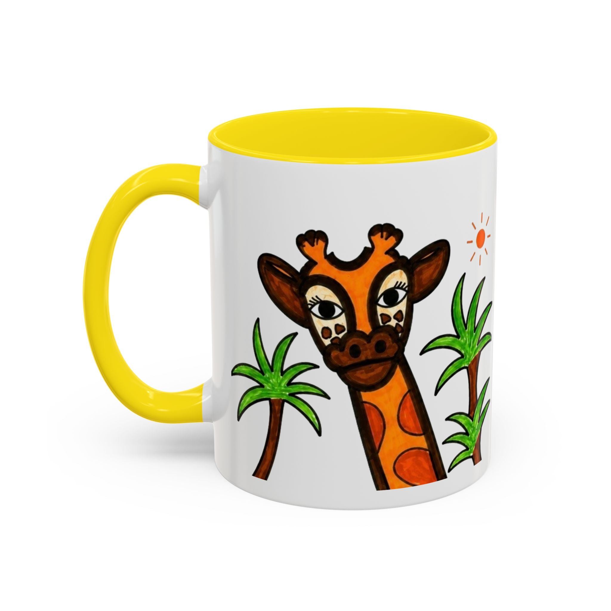 Hand-Drawn Peeking Giraffe Safari Mug | Accent Coffee Mug 11oz 15oz