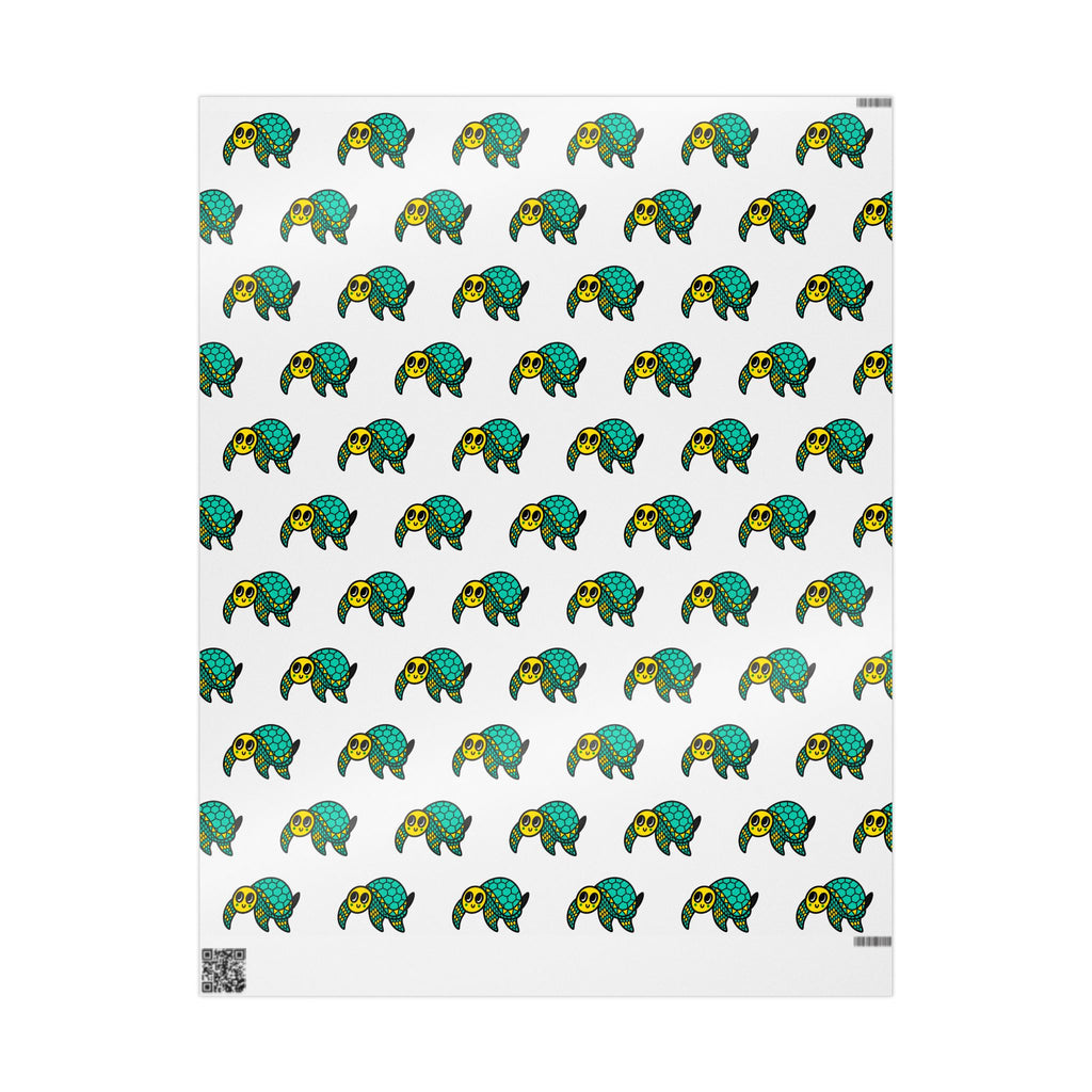 Hand-Drawn Green Turtle Pattern Wrapping Paper | Cute Turtle Repeat Print