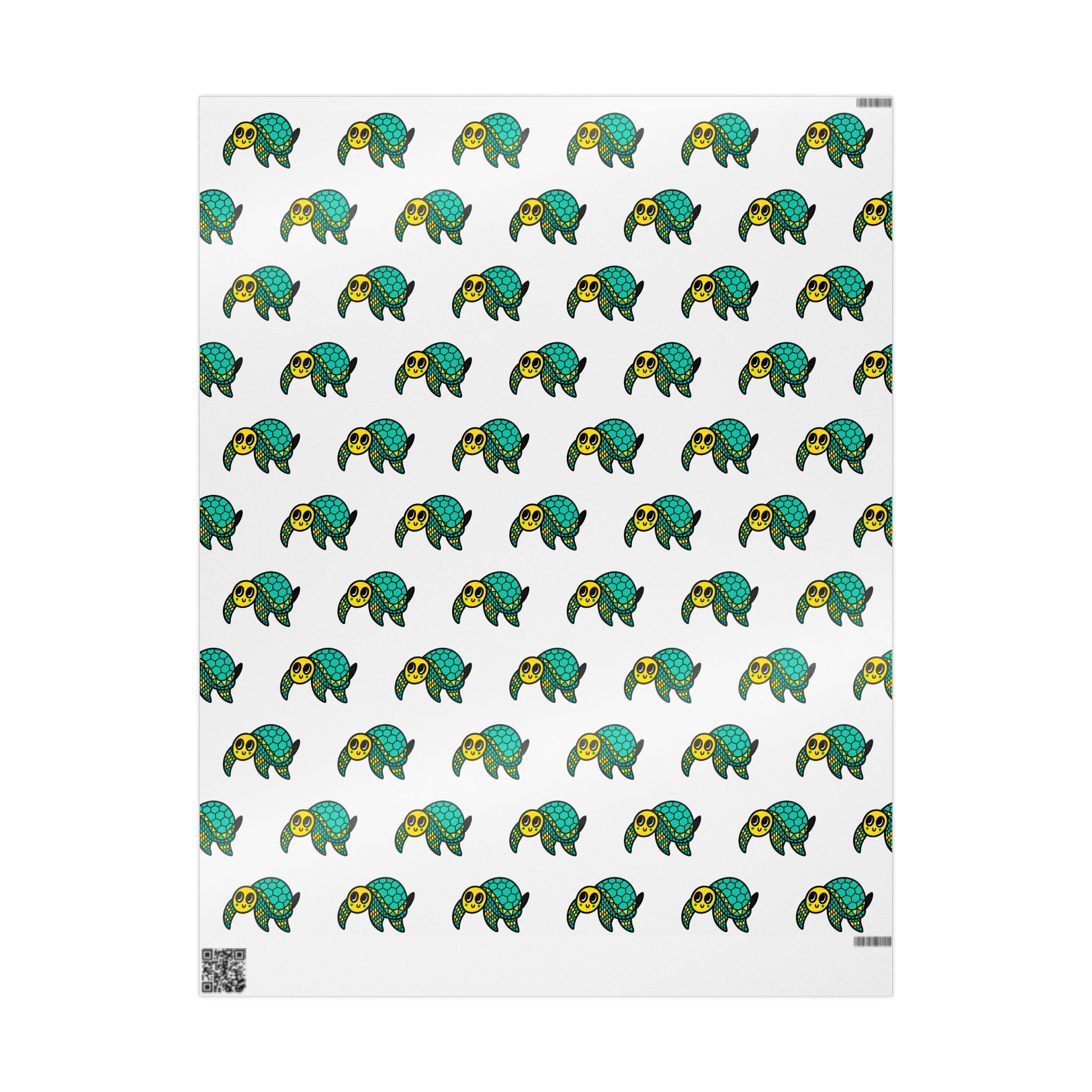Hand-Drawn Green Turtle Pattern Wrapping Paper | Cute Turtle Repeat Print