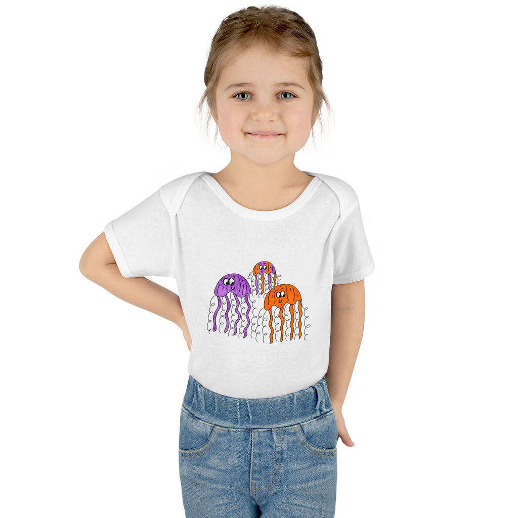 Hand-Drawn Colorful Jellyfish Infant Bodysuit | Cute Sea Life Baby Onesie