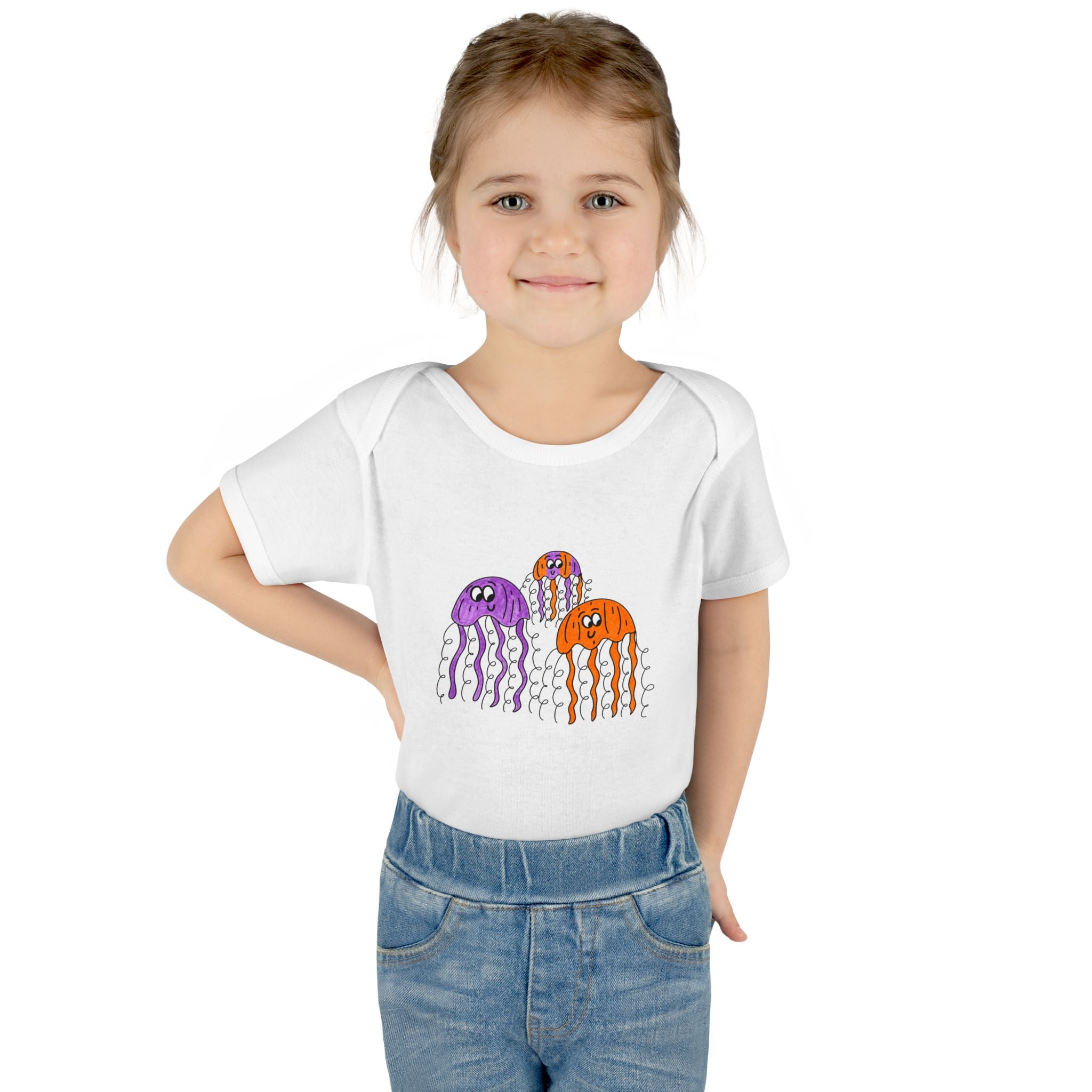 Hand-Drawn Colorful Jellyfish Infant Bodysuit | Cute Sea Life Baby Onesie