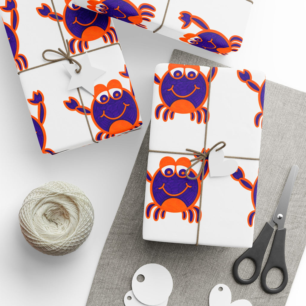 Hand-Drawn Crab Pattern Wrapping Paper | Nautical Beach Birthday Wrap