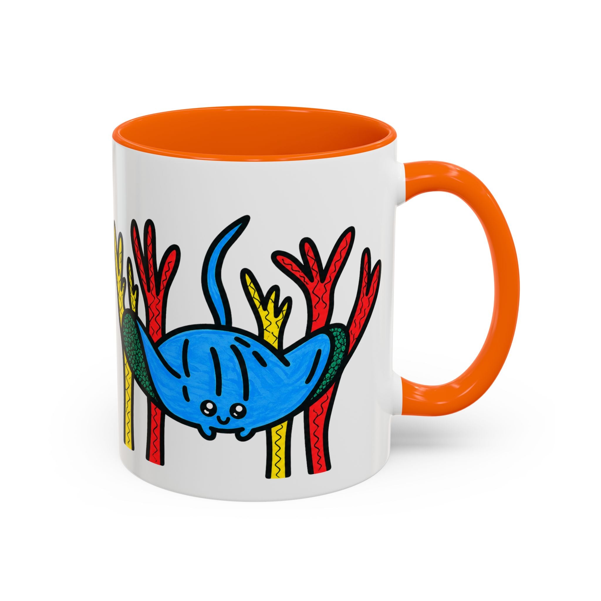 Hand-Drawn Blue Stingray Illustration Mug | Accent Coffee Mug (11, 15oz)